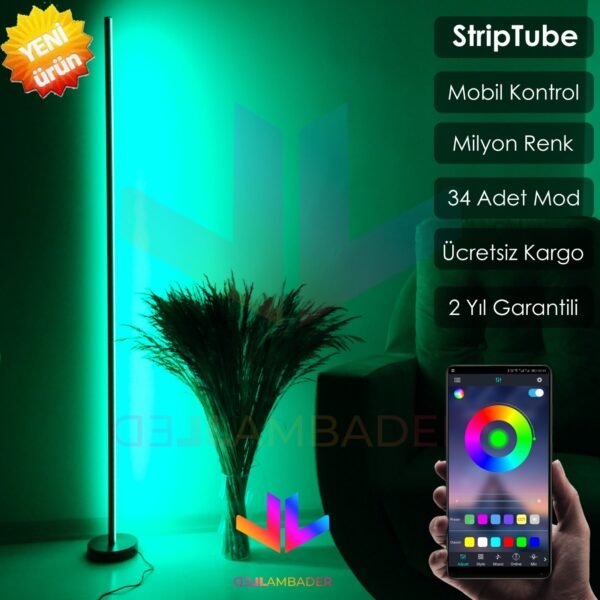 RGB 150cm Dekoratif Mobil Kontrol Led Lambader StripTube (Sabit renkler + Mobil Modlar)